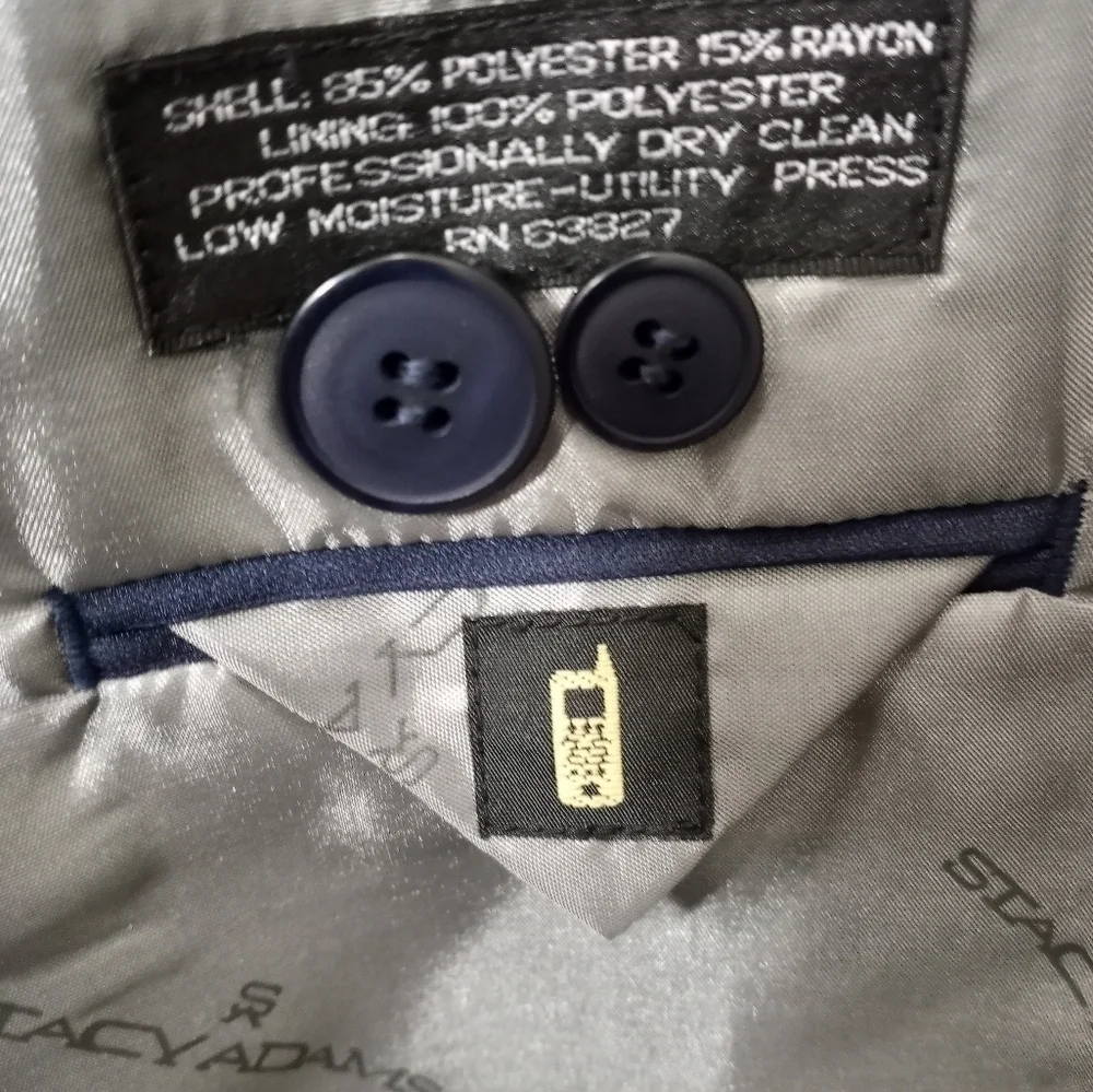 Stacy Adams Gold Label Size 44L Dark Blue Blazer Suit Jacket Coat - Picture 7 of 15